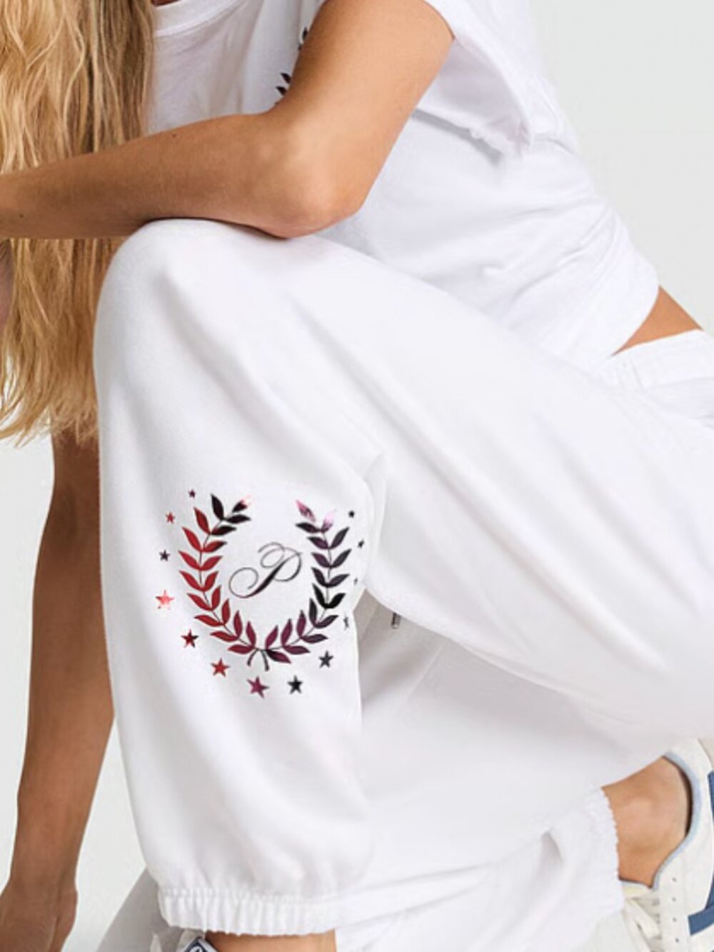 PINK Victoria's Secret Campus Fleece Sweatpants White - Medium - NWT